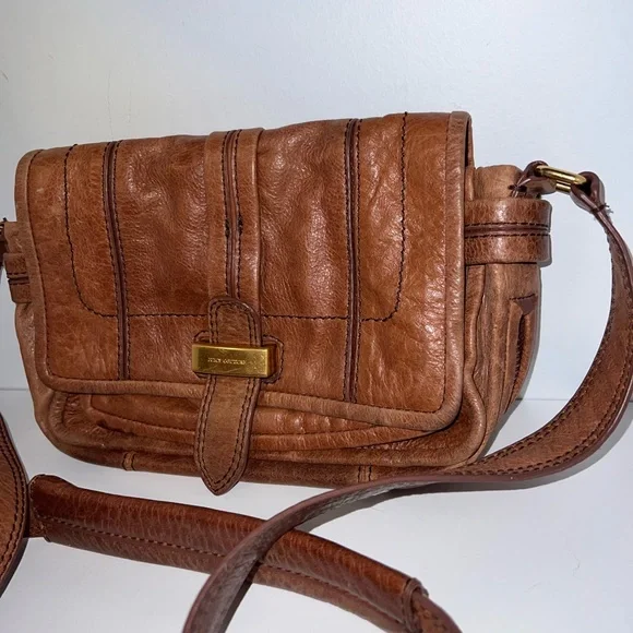 VINTAGE Juicy Couture Y2K Brown Leather Shoulder Bag Purse - Picture 3 of 8